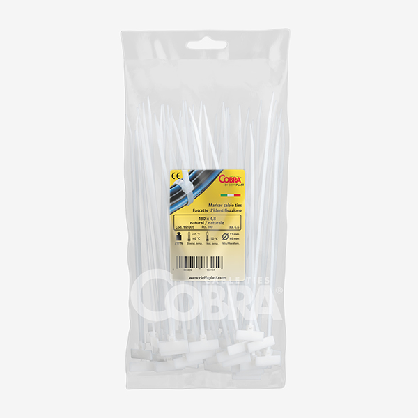 Sacchetto 100 pz fascetta  identificazione Cobra Sacchetto da 100 pezzi fascetta identificazione naturale Cobra Cieffeplast