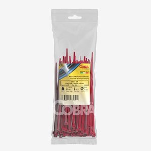 Embalagem de 100 abraçadeiras Cobra em nylon PA6.6 vermelho-rubi resistentes a altas temperaturas – Cieffeplast