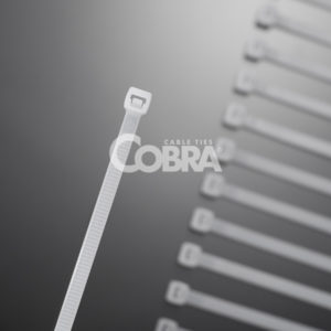 italian cobra natural cable ties, manufactured by Cieffeplast, suitable for secure and fix wire organization, available in Europe