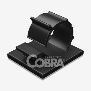 Black adhesive support for round cables for panel mounting without drilling – Cobra Cieffeplast