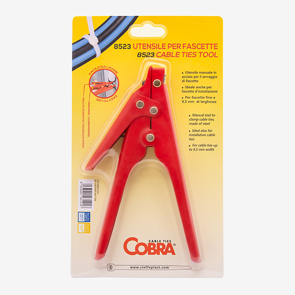 Embalagem alicate 8523 para abraçadeiras até 9,5 mm – Cieffeplast Ferramenta manual 8523, alicate metálico para apertar e cortar abraçadeiras até 9,5 mm – Cieffeplast